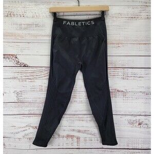 Fabletics Leggings Women Size S Black Sync Seamless High Waisted 7/8 Mesh Panel